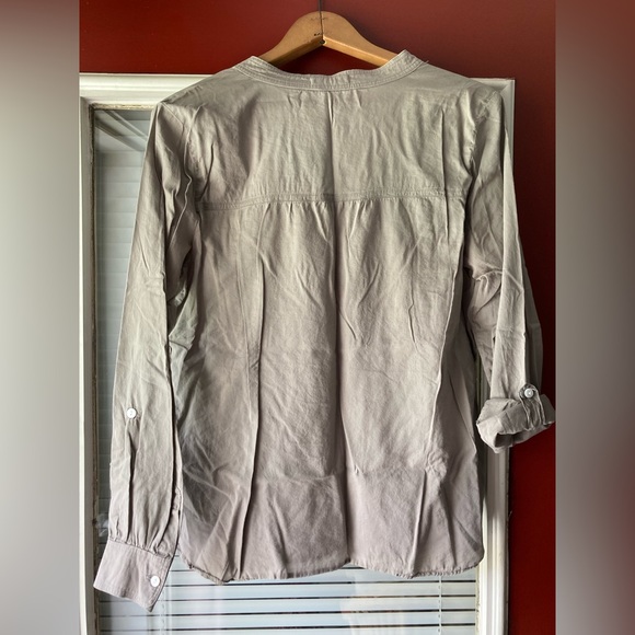 Gray Henley With Roll-Tab Sleeves - Picture 2 of 4